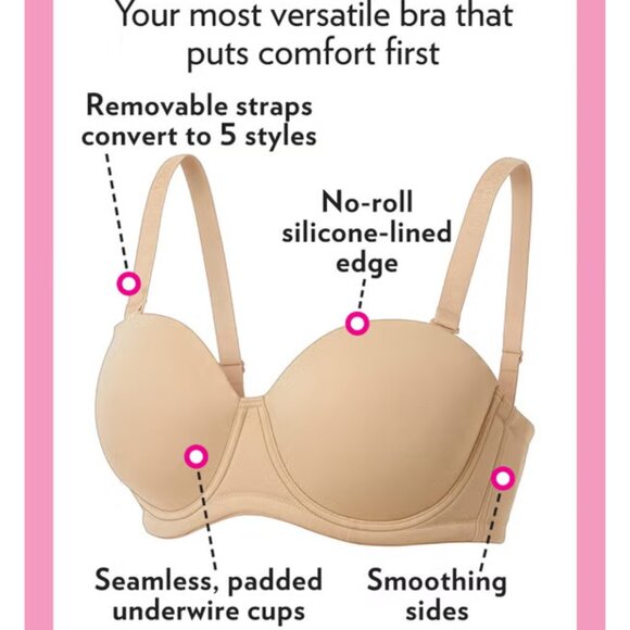 NWT - 5 in 1 Convertible Strapless Bra - Size: 44B - Picture 3 of 3
